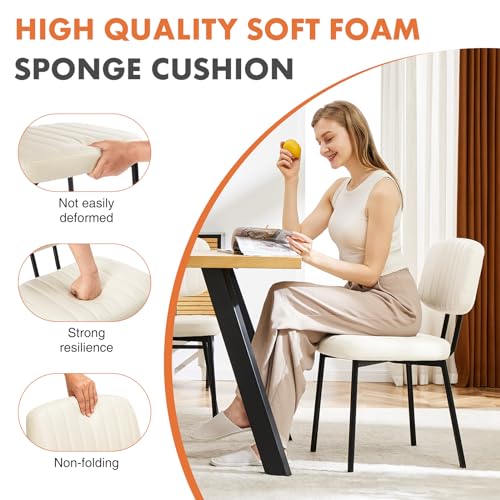 Upholstered Dining Chairs Set of 4 Faux Leather Metal Legs Black Q8007