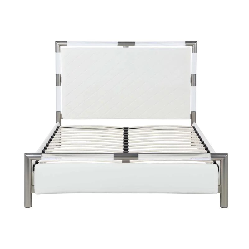 Gloss White Wood & Acrylic King-size 3-Piece Bedroom Set D859