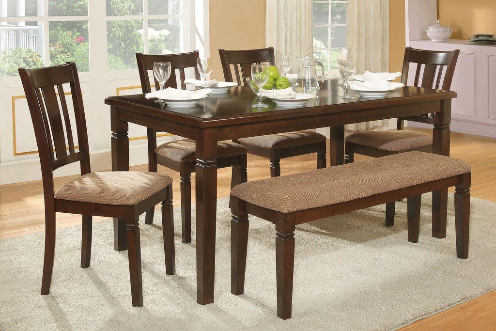 6pc Dining Furniture Set with Bench and 4 Side Chairs Y262