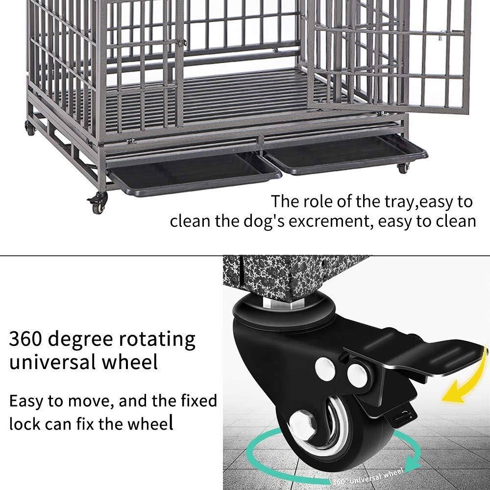 46 inch Heavy Duty Metal Dog Crate with Wheels Q263029