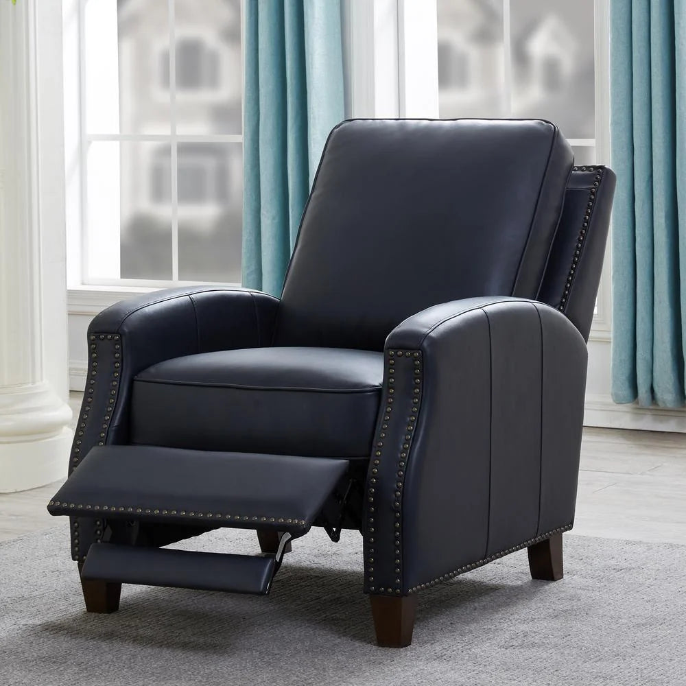 Midnight Blue Faux Leather Push Back Recliner T360172