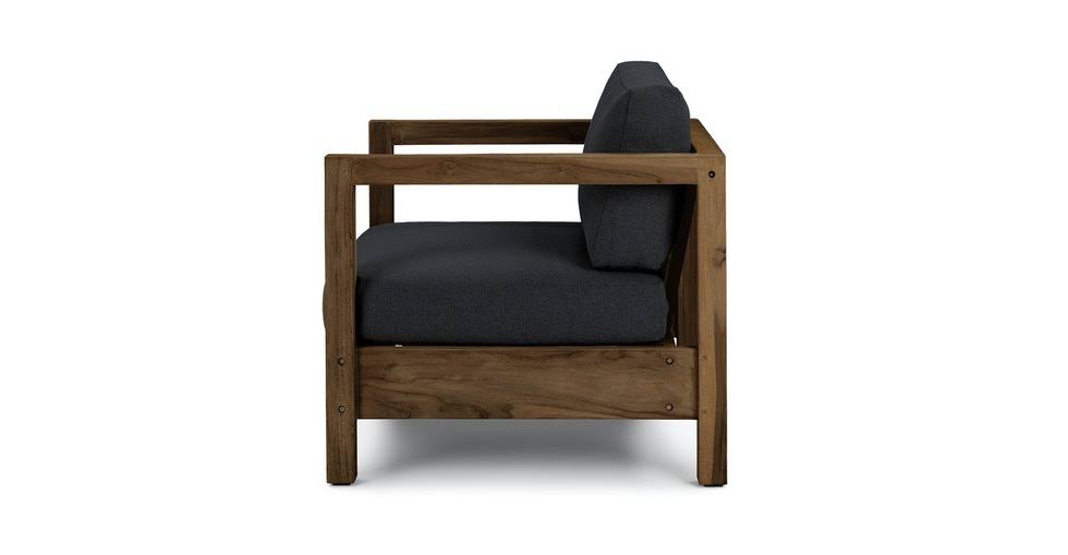 Black Outdoor Lounge Chair Solid Teak U83632