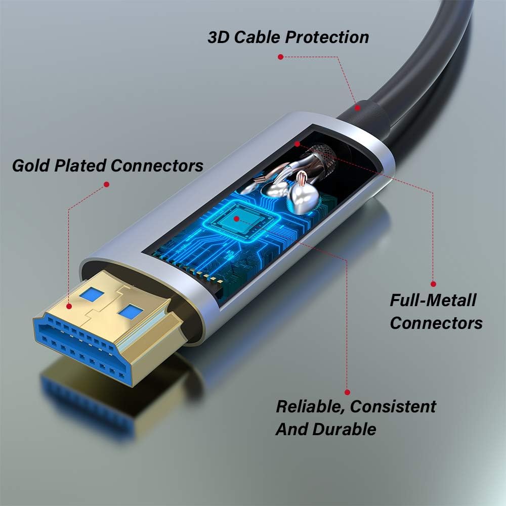 60ft Fiber Optic HDMI Cable 4K@60Hz HDR ARC 18Gbps G914