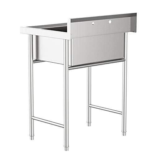 28" Stainless Steel Utility Sink with Backsplash V961