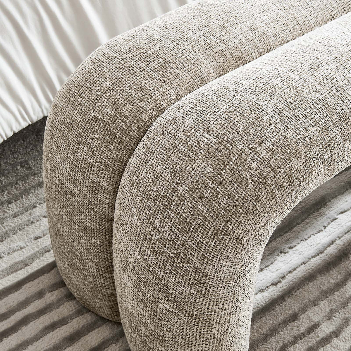 Khaki Chenille Upholstered Accent Bench W410