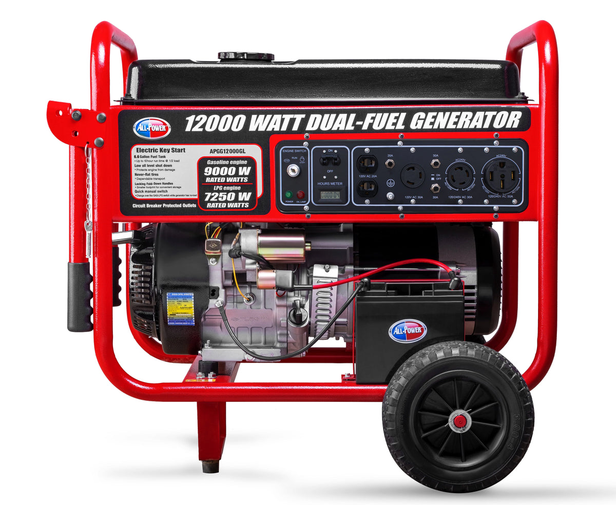 12000 Watt Dual Fuel Portable Generator with Electric Start R378