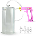 Pink Nylon Handle Penis Pump with Clear Hose and 4 Sizes of Constriction Rings S1513