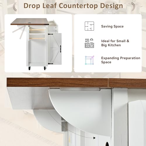 53.5'' Mobile Kitchen Island with Power Outlet W960385