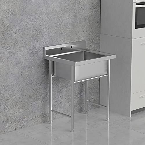 28" Stainless Steel Utility Sink with Backsplash V961