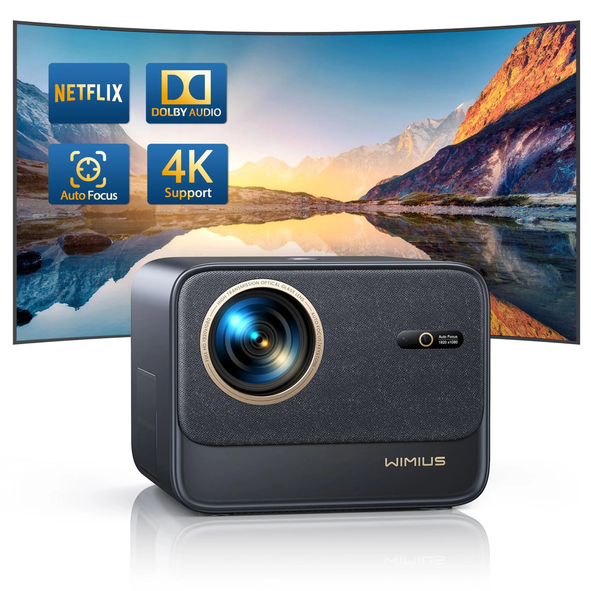 4K Wifi Bluetooth Projector with Auto Focus/Keystone T808