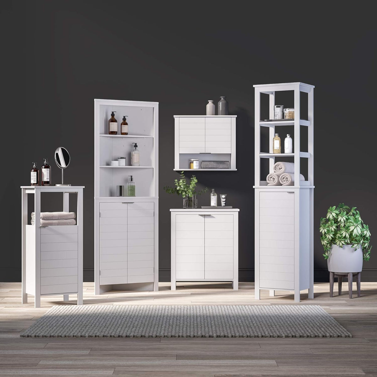 White Single Door Floor Cabinet A736