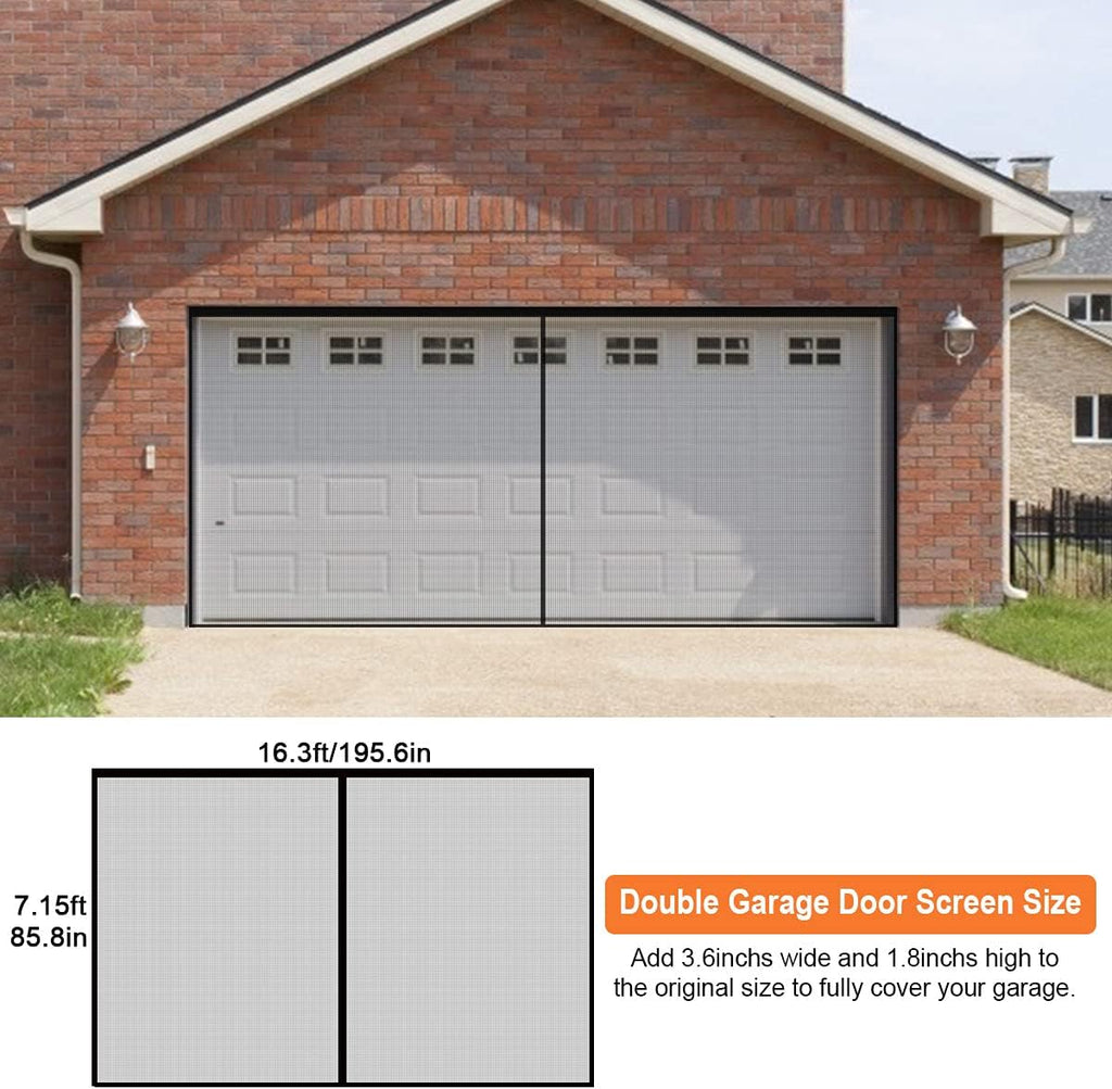 16x7FT Fiberglass Mesh Garage Door Screen with Magnetic, Pack of 2 S169