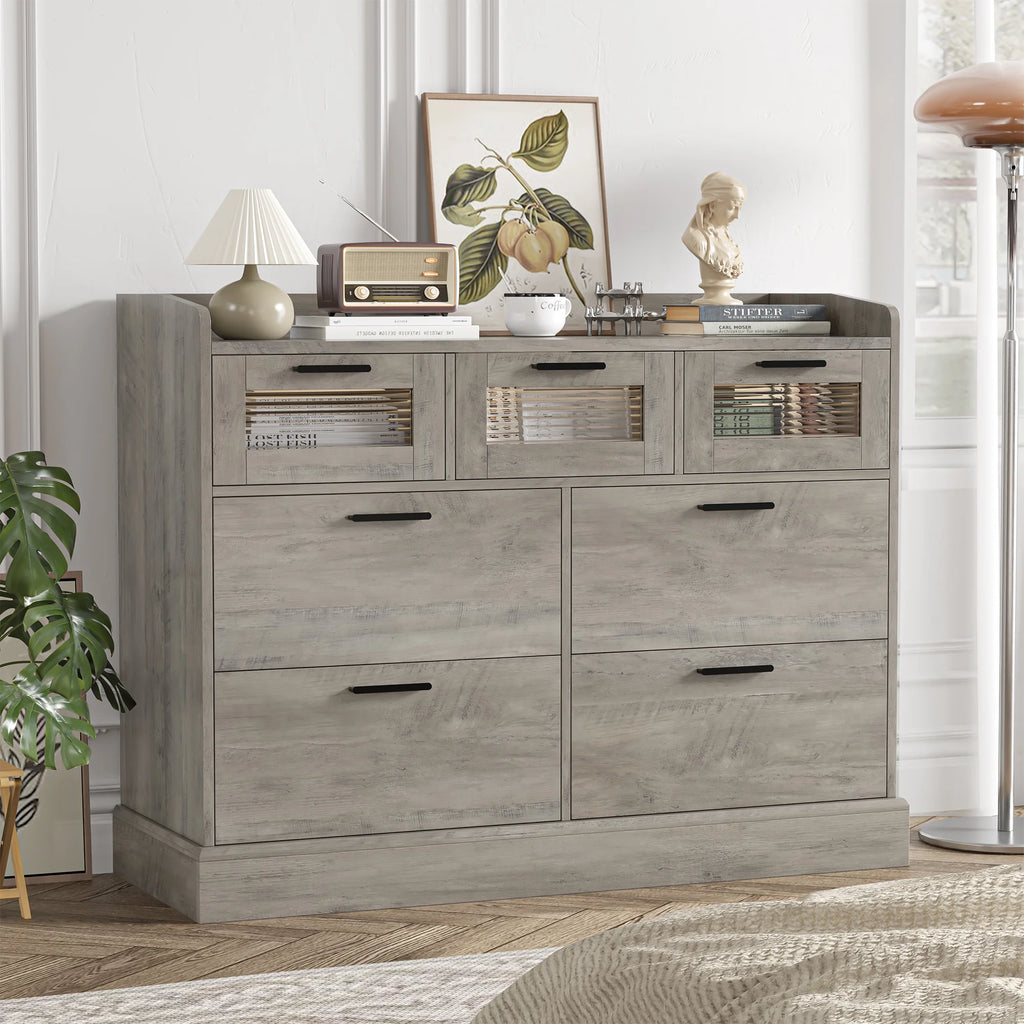 White 7 Drawer Wood Dresser V300433