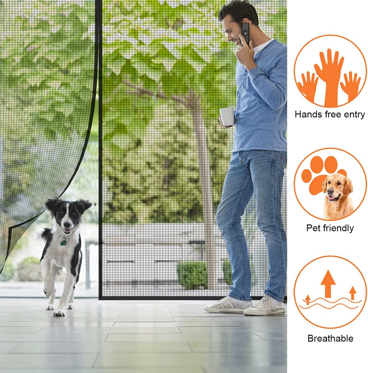 16x7FT Fiberglass Mesh Garage Door Screen with Magnetic, Pack of 2 S169