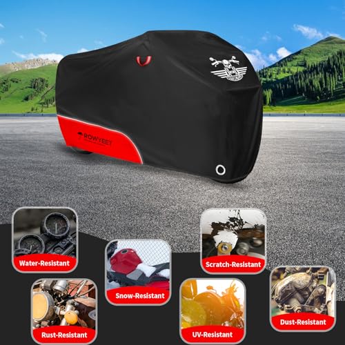 Waterproof Motorcycle Cover with Lock-Holes, Storage Bag & Night Reflective Design B3850
