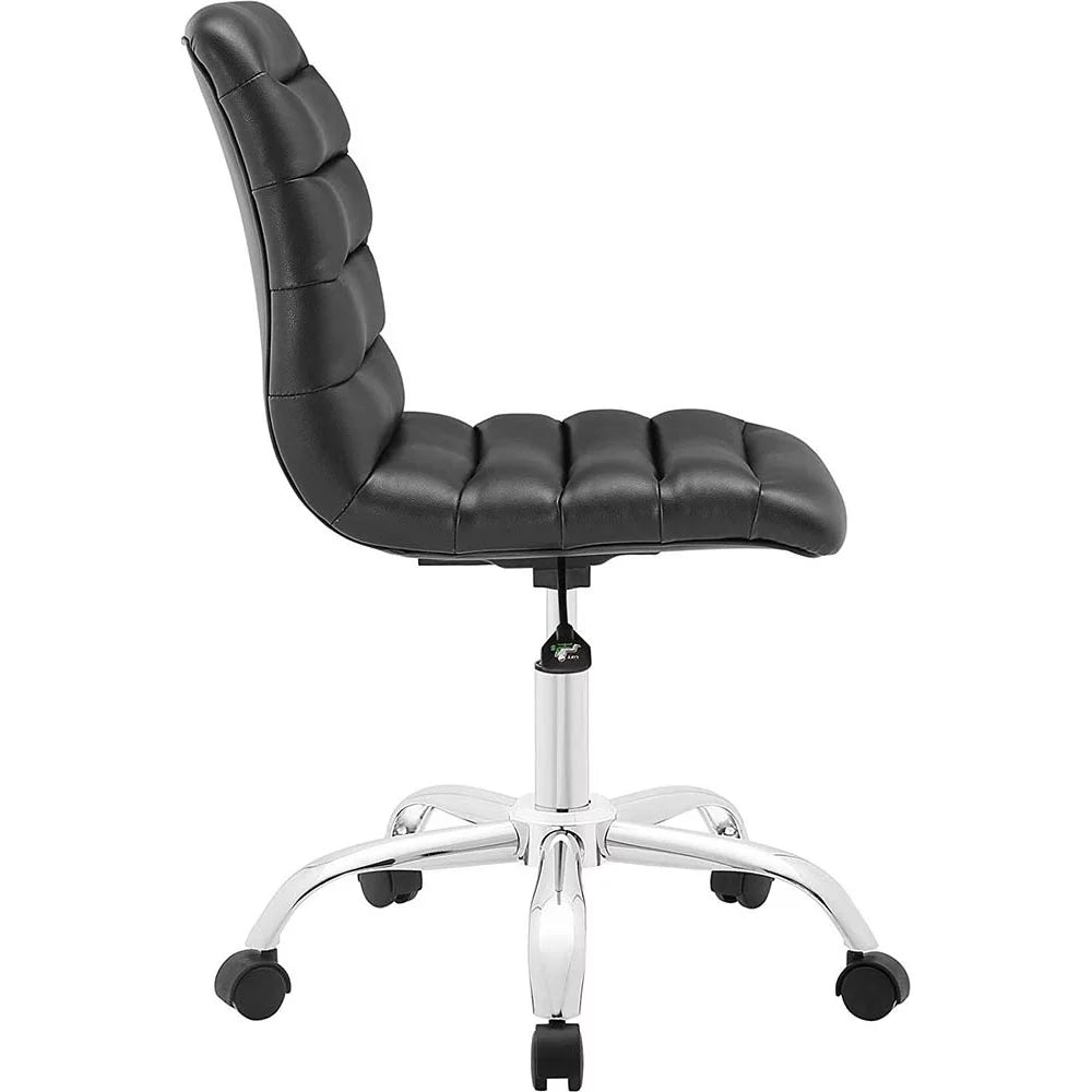 Black Ribbed Armless Swivel Office Chair 2-Pack L9350