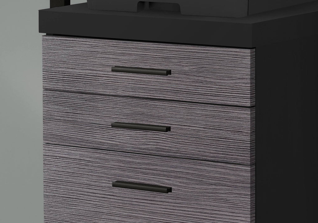 Gray Contemporary Rectangular Filing Cabinet with Castors D362824