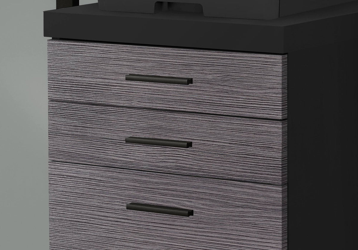 Gray Contemporary Rectangular Filing Cabinet with Castors D362824