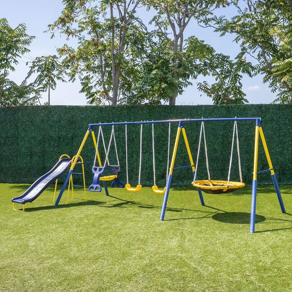Metal Swing Set with Saucer Swing and Glider Swing L231