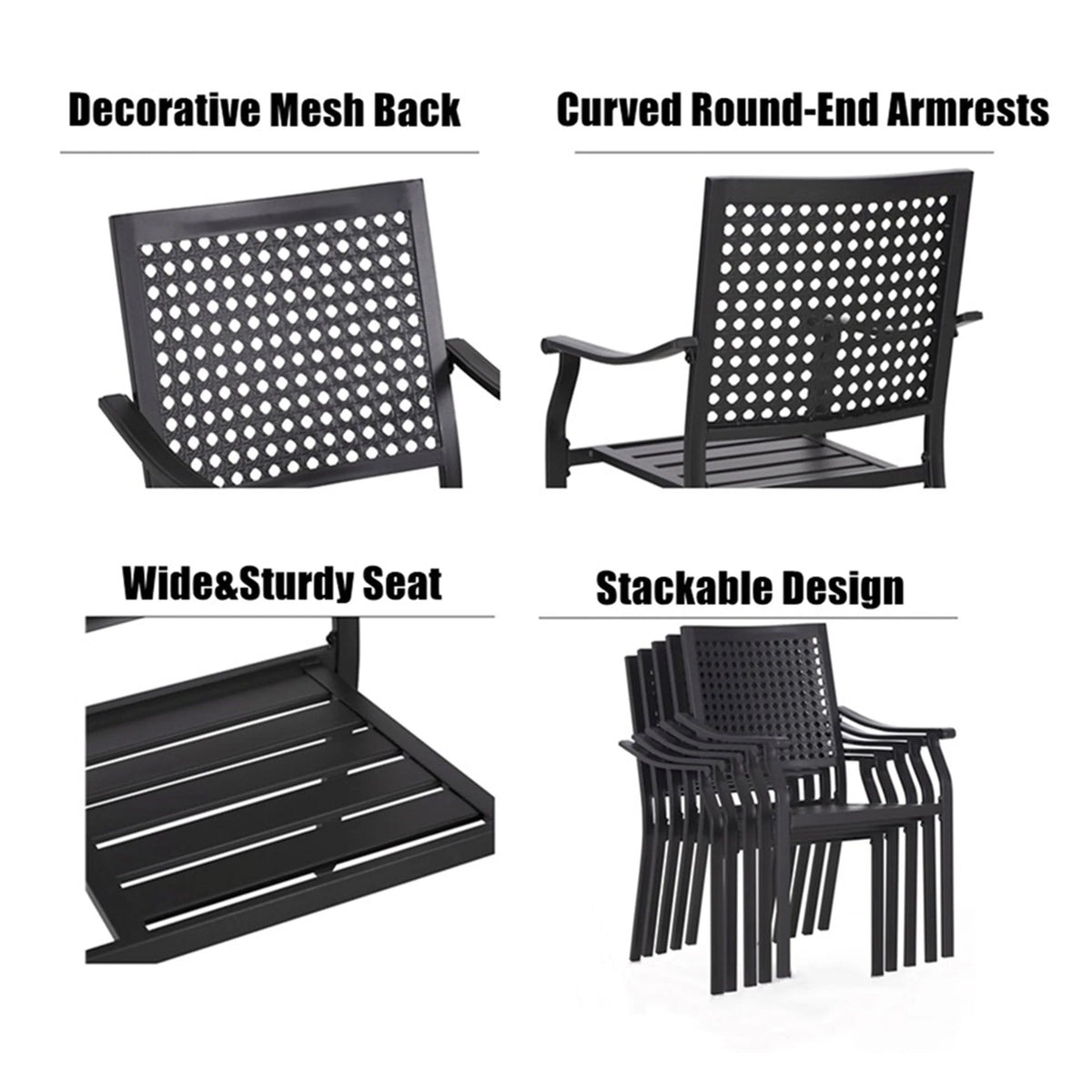 9-Piece Outdoor Patio Dining Set with Metal Steel Table & Stackable Chairs B5456