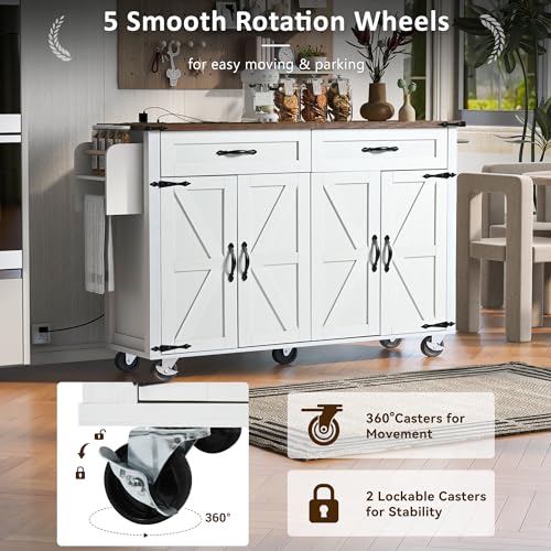 53.5'' Mobile Kitchen Island with Power Outlet W960385