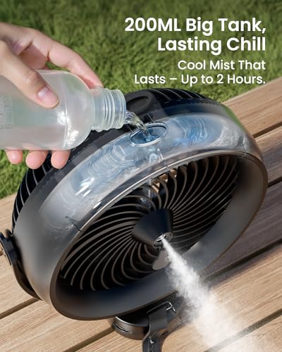 10000mAh Portable Clip on Fan with LED Lantern and Hook S572350