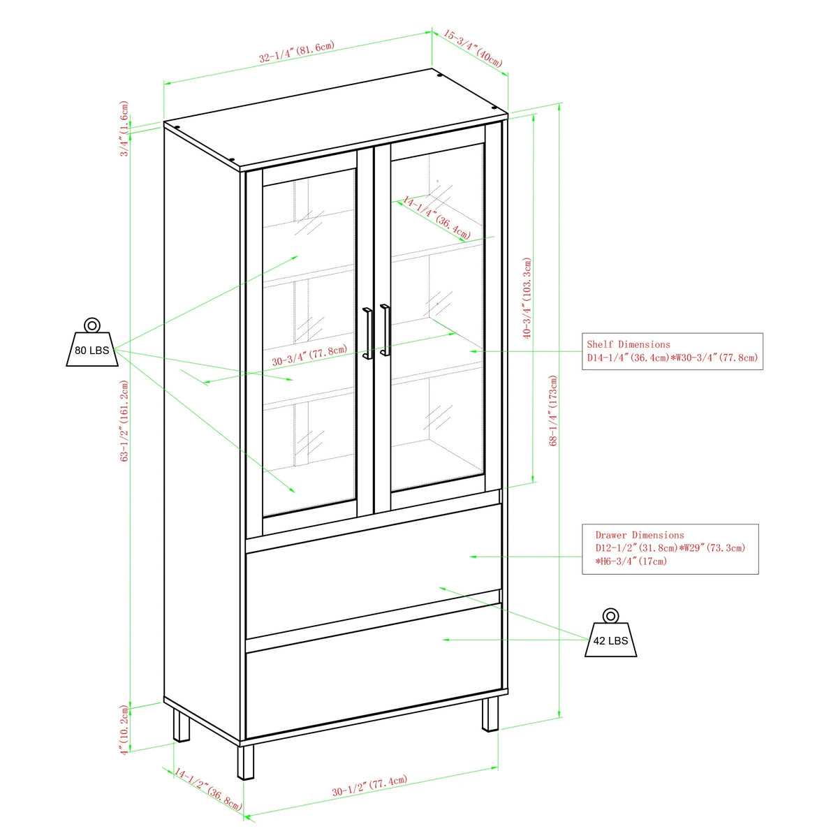 Glass Door Bookcase J506142