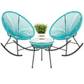 3-Piece All-Weather Woven Rope Bistro Furniture Set with Rocking Chairs O8105