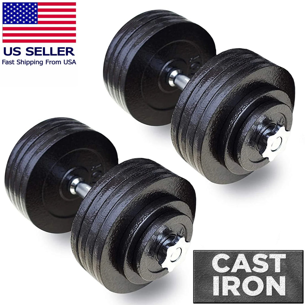 200 lbs Adjustable Cast Iron Dumbbells Set J8966