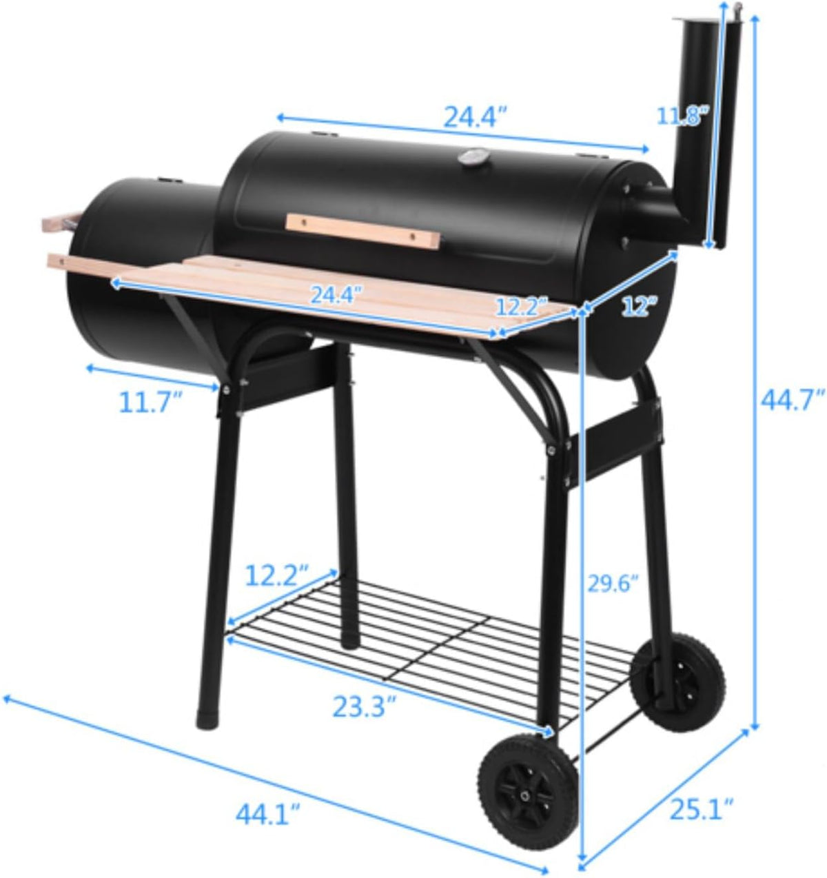 Charcoal Offset Smoker BBQ Grill with Wheels Y8094