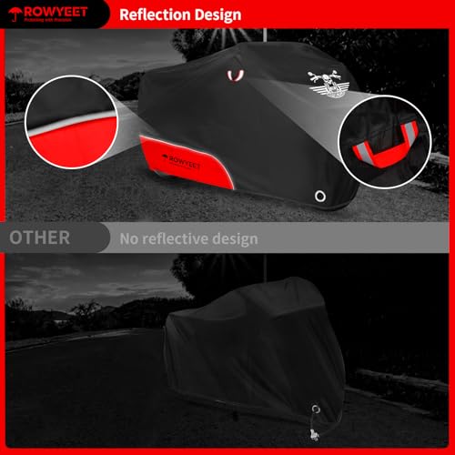 Waterproof Motorcycle Cover with Lock-Holes, Storage Bag & Night Reflective Design B3850