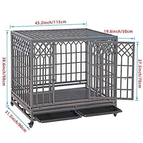 46 inch Heavy Duty Metal Dog Crate with Wheels Q263029