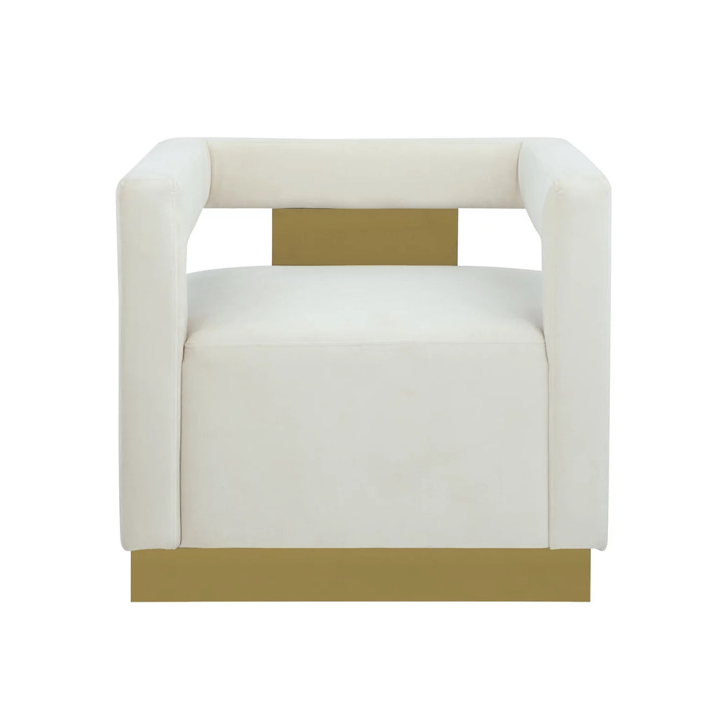 White Velvet Upholstered Accent Chair S278602