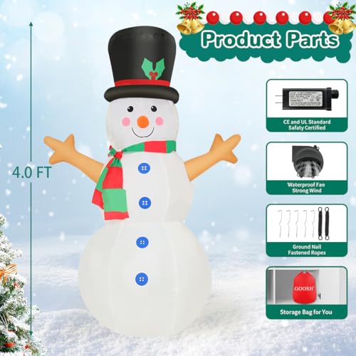 4 FT Christmas Inflatables Snowman with LED Lights J17381