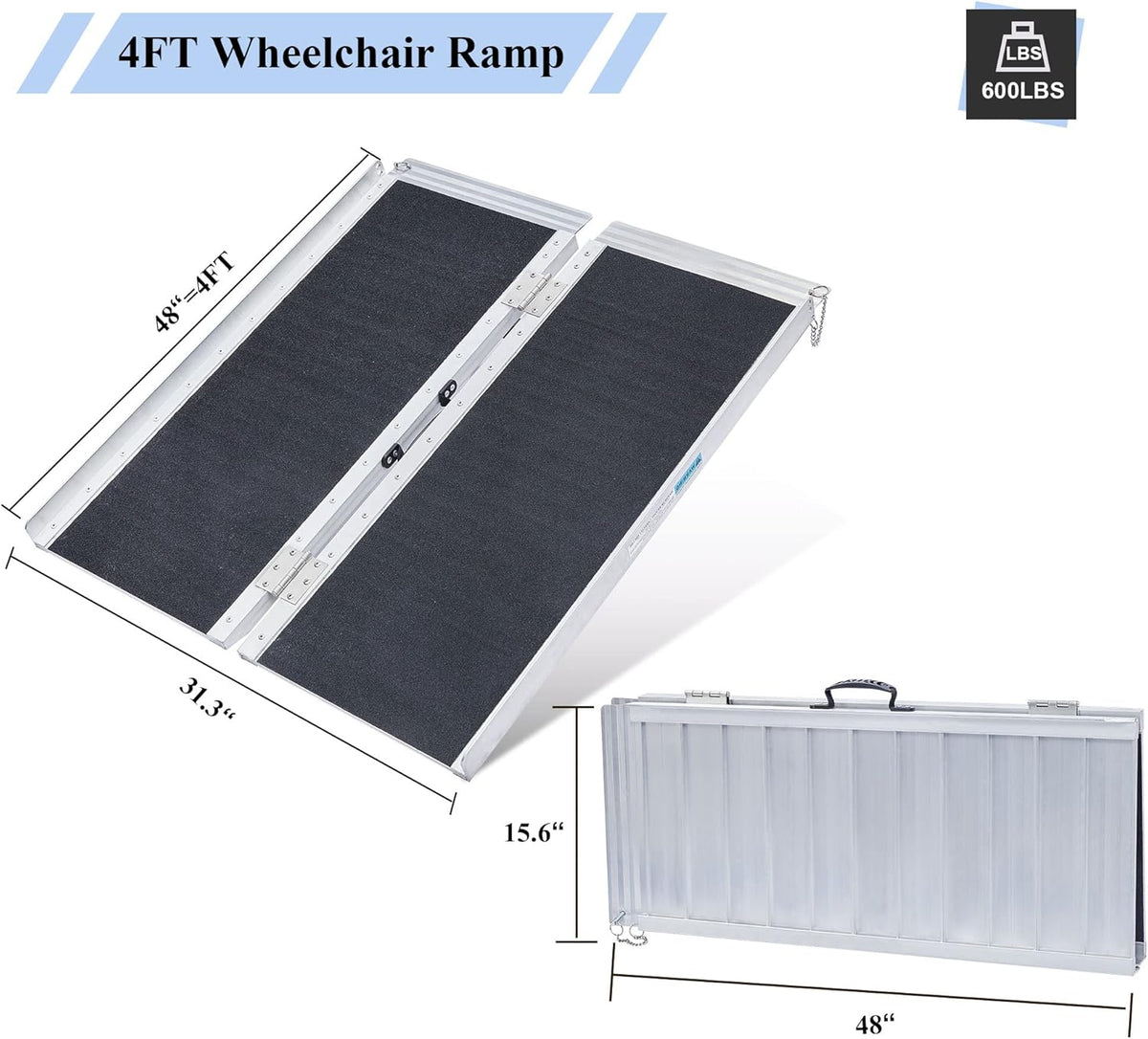 Portable Lightweight Aluminum Wheelchair Ramp Q6493