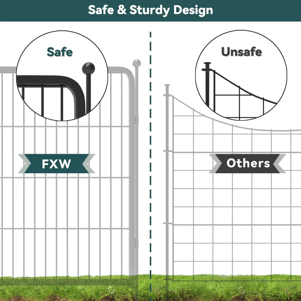 8 Panels Metal Garden Fence with 1 Gate Y603186