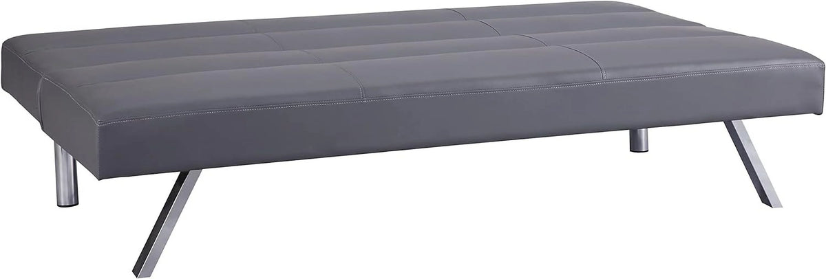 Faux Leather Convertible Futon Sofa Bed with Chrome Legs G789