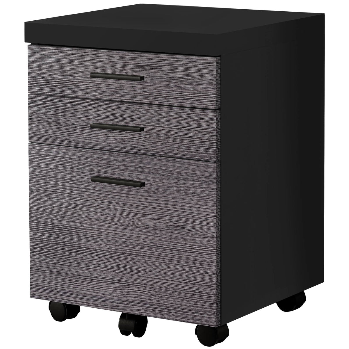 Gray Contemporary Rectangular Filing Cabinet with Castors D362824