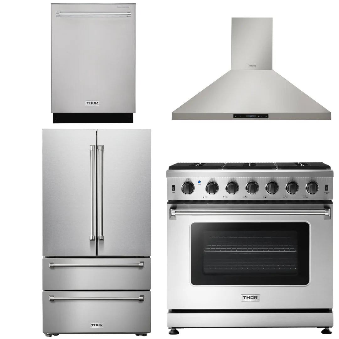 36 Propane Gas Range, Range Hood, Refrigerator, Dishwasher H92158