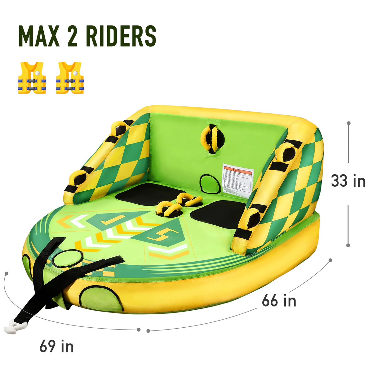 Inflatable Towable Tube with EVA Foam Seat Pads V64911