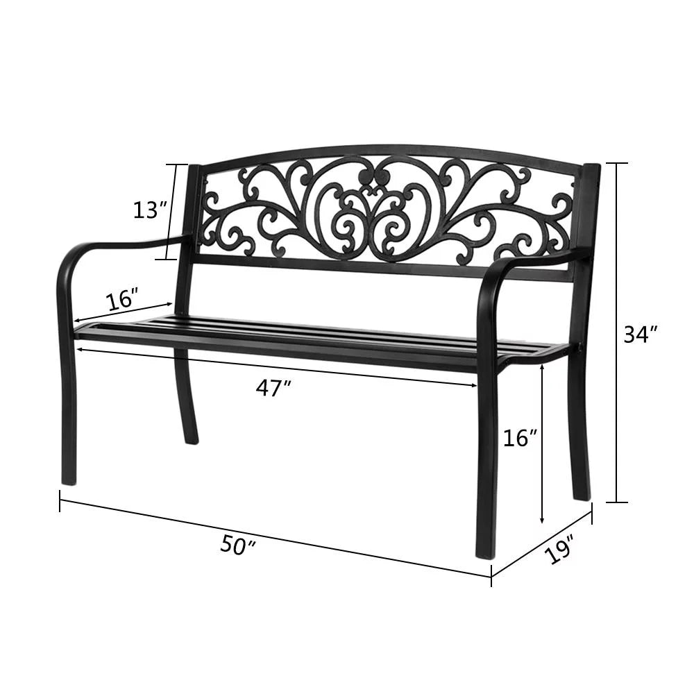 Black Iron Outdoor Bench C106