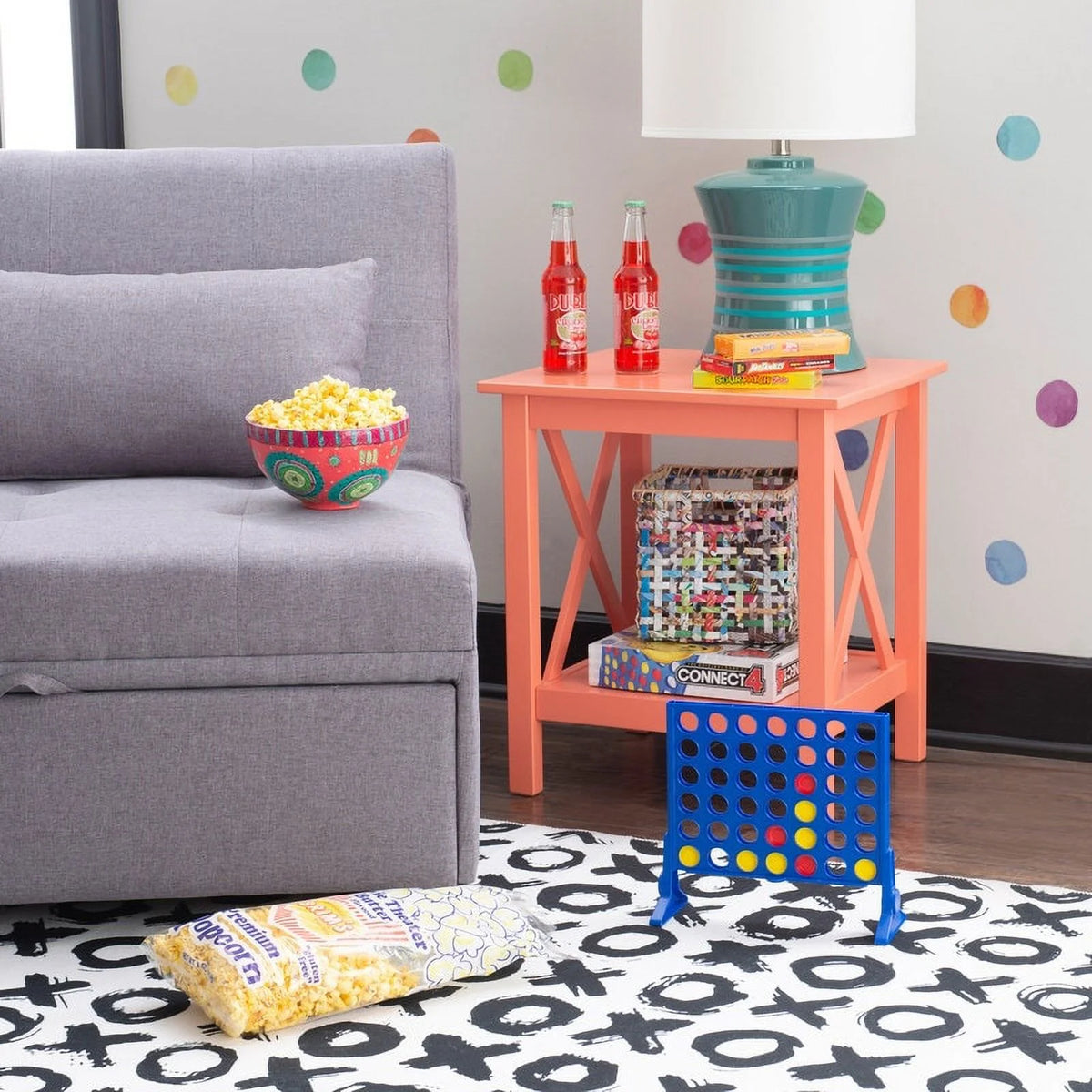 Coral Painted Side End Table E358