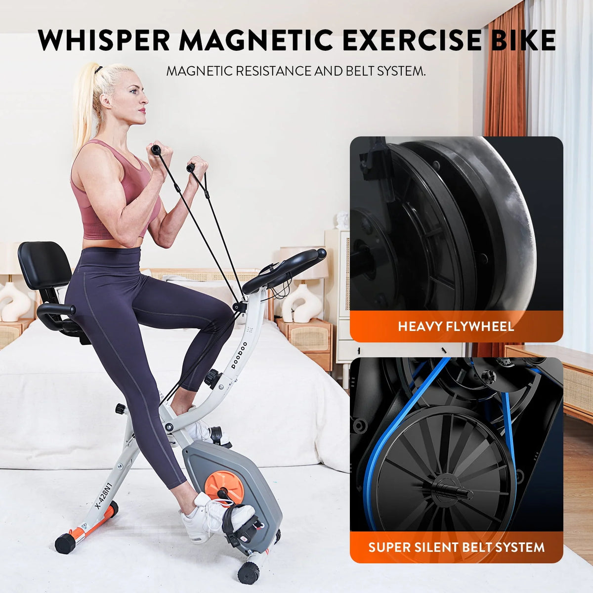 Folding Exercise Bike with 8 Level Adjustable Magnetic Resistance O755