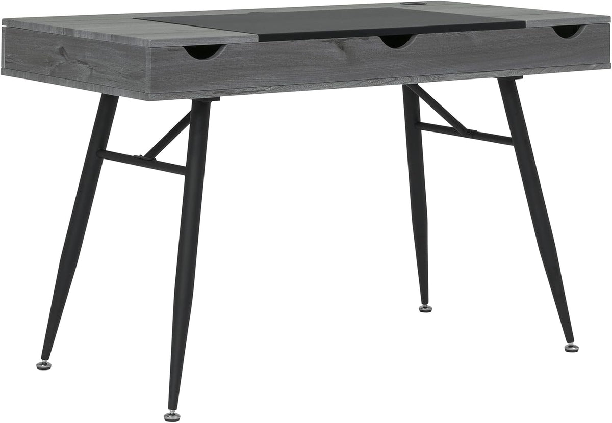 Black Graphite Ashwood Desk with Storage Compartments C6158
