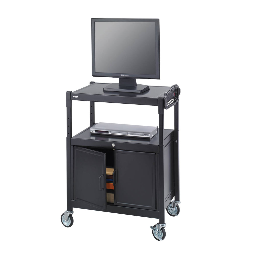 Steel Adjustable AV Cart with Cabinet P6446