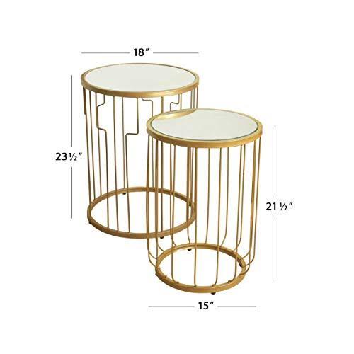 Metal Accent Nesting Tables with Glass Top Set of 2 Gold Z796569