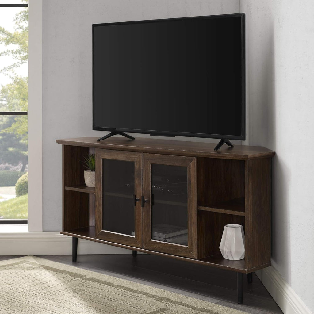 Rustic Oak 58 Inch Wood and Glass TV Stand Q9425