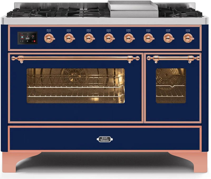 48 Dual Fuel Propane Gas Range in Blue with Copper Trim N2186