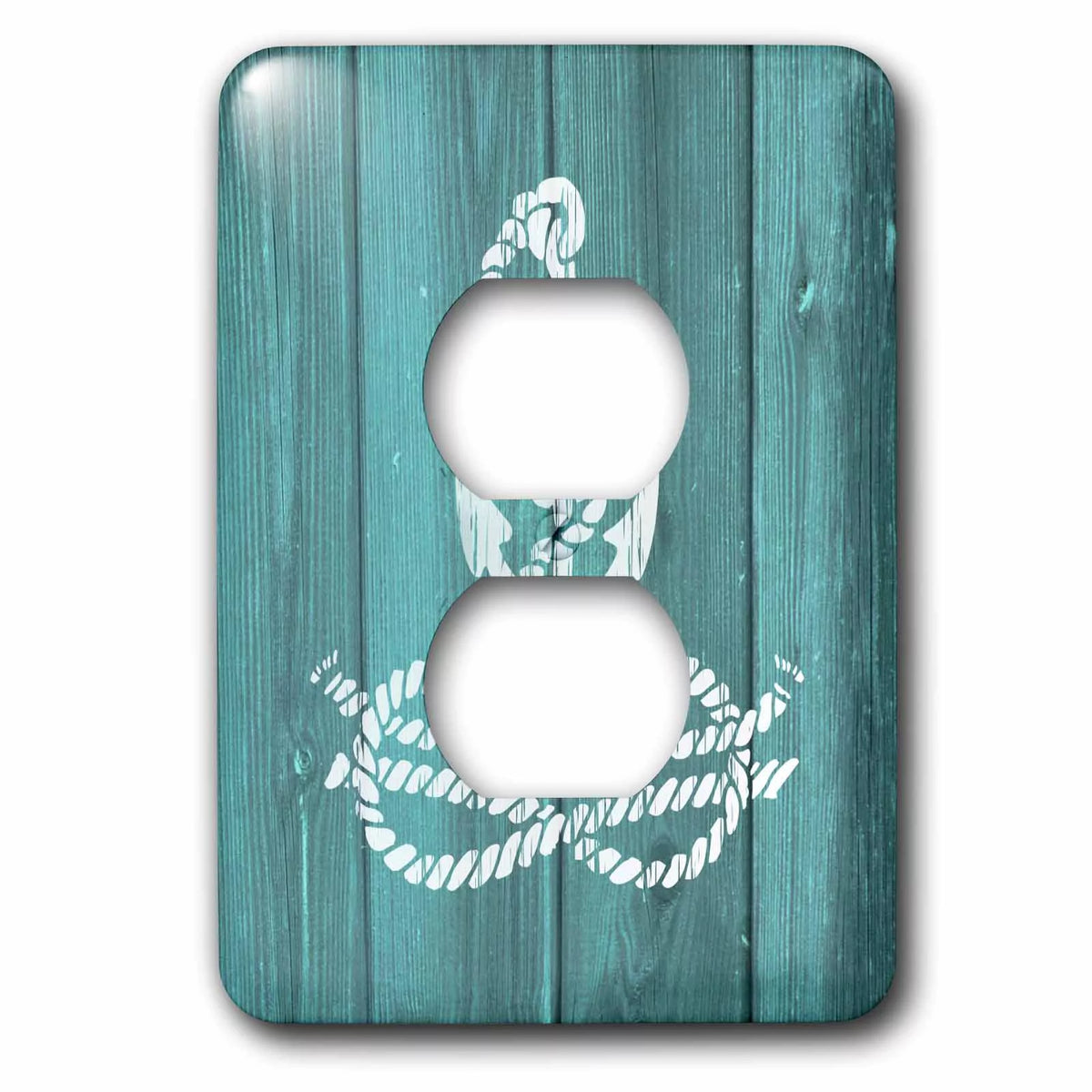 White Anchor with Knotted Rope 2 Plug Outlet Cover K1108