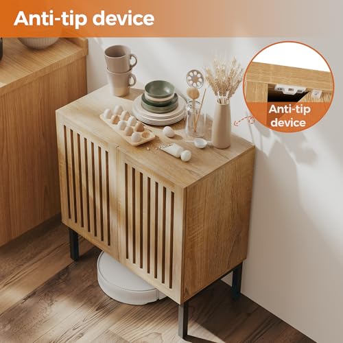 Buffet Cabinet with Storage, 2 Doors with Metal Base and Adjustable Shelf K538